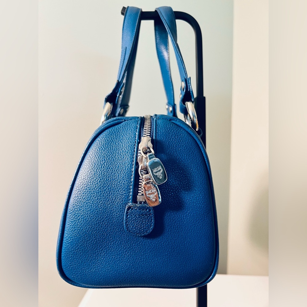 Authentic MCM Mini Boston Bag Blue Leather - Picture 5 of 16